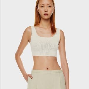 Aritzia Babaton White Sculpt Knit Tank